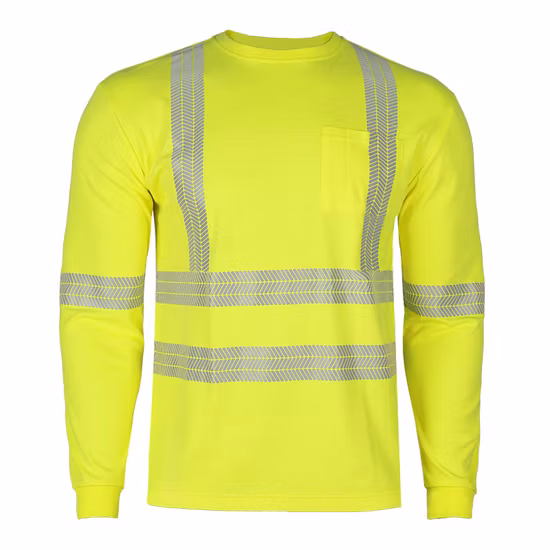 Custom High Quality Man Breathable Cotton Work Shirt Hi Vis Long Sleeve Safety Reflective Shirts for Men