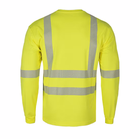 Custom High Quality Man Breathable Cotton Work Shirt Hi Vis Long Sleeve Safety Reflective Shirts for Men