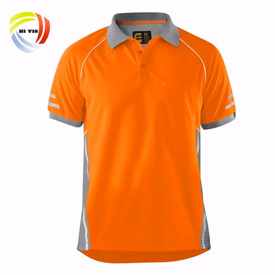 Polyester Short Sleeve Polo T-Shirt Custom Embroidery Logo Reflective Safety Polo Shirts for Men Blank T Shirt