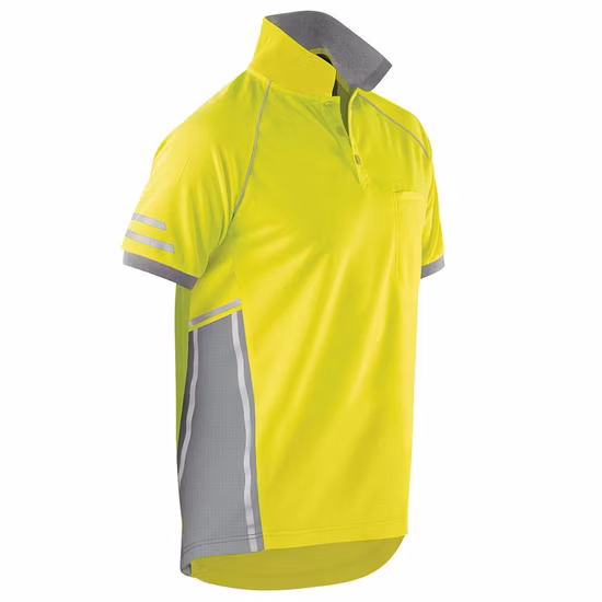 Polyester Short Sleeve Polo T-Shirt Custom Embroidery Logo Reflective Safety Polo Shirts for Men Blank T Shirt