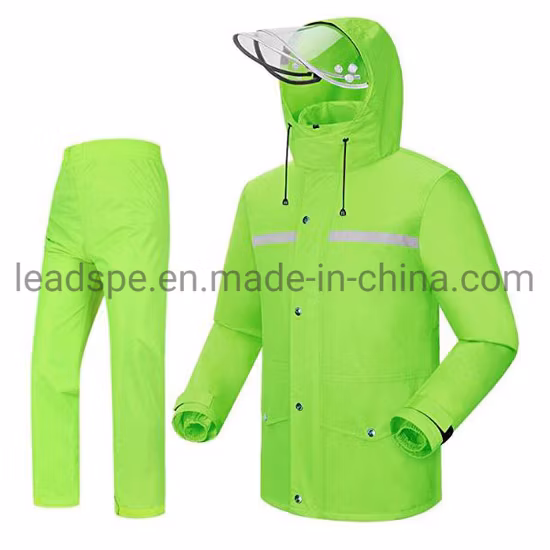 En20471 PU/PVC Breathable Coating Reflective Safety Rainsuit Waterproof Rainwear Windproof Raincoat