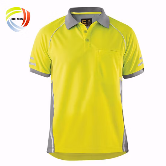 Polyester Short Sleeve Polo T-Shirt Custom Embroidery Logo Reflective Safety Polo Shirts for Men Blank T Shirt