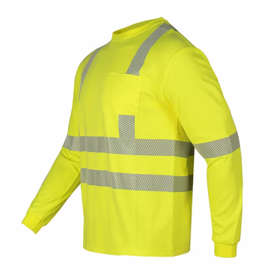 Custom High Quality Man Breathable Cotton Work Shirt Hi Vis Long Sleeve Safety Reflective Shirts for Men